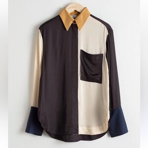 Pixie Market Gold and Black Button-Up Shirt